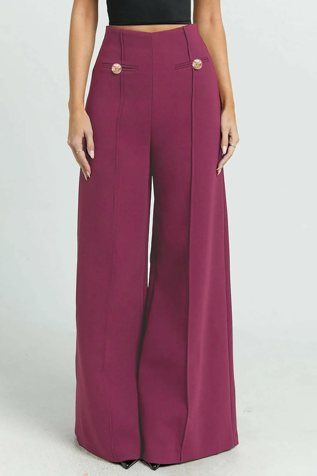 Solid High Waist Wide Leg Pants sold by Micas