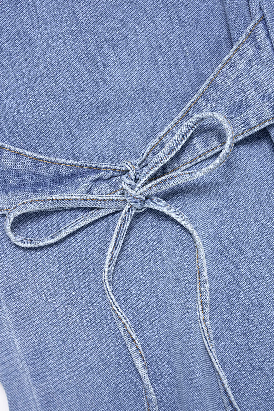 Denim Bow Tie-Up Straight Leg Jeans sold by Micas product image thumbnail 3