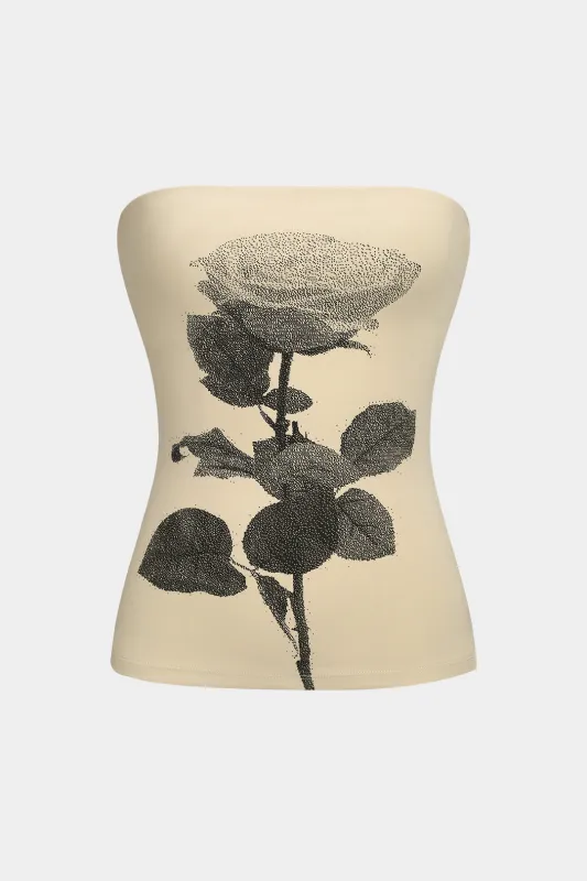 Floral Print Backless Tube Top sold by Micas