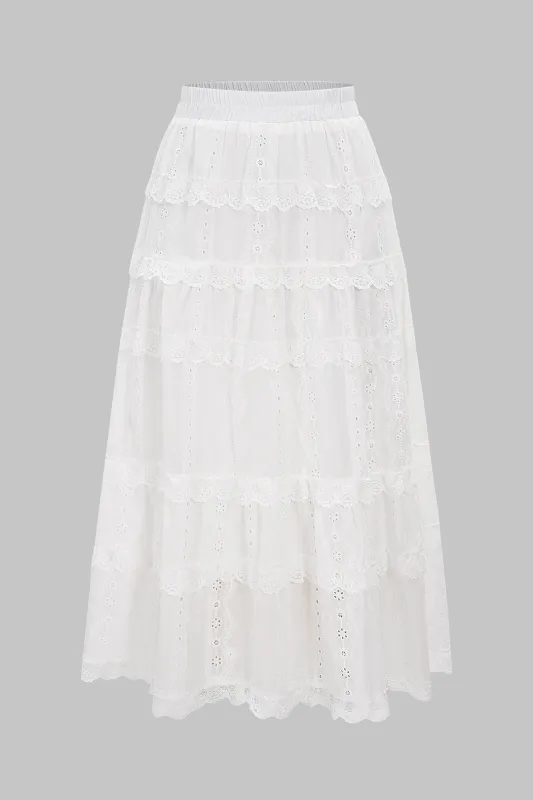 Patchwork Lace Hollow Out Skirt sold by Micas