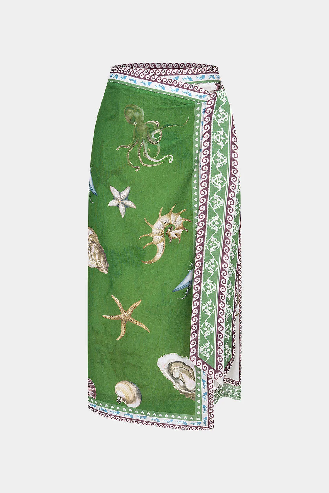 Contrast Artistic Print Wrap Asymmetrical Skirt sold by Micas