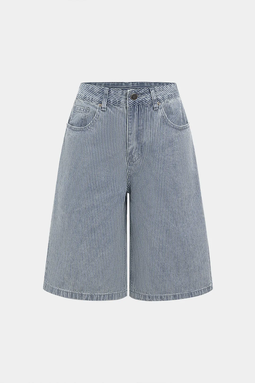 Denim Stripes Print Wide Leg Shorts sold by Micas