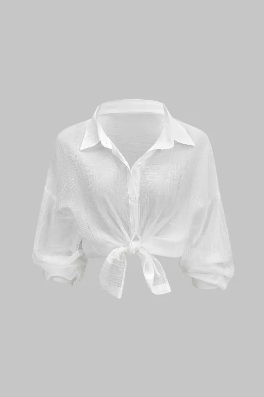 Solid Textured Lapel Button Long-Sleeve Shirt sold by Micas