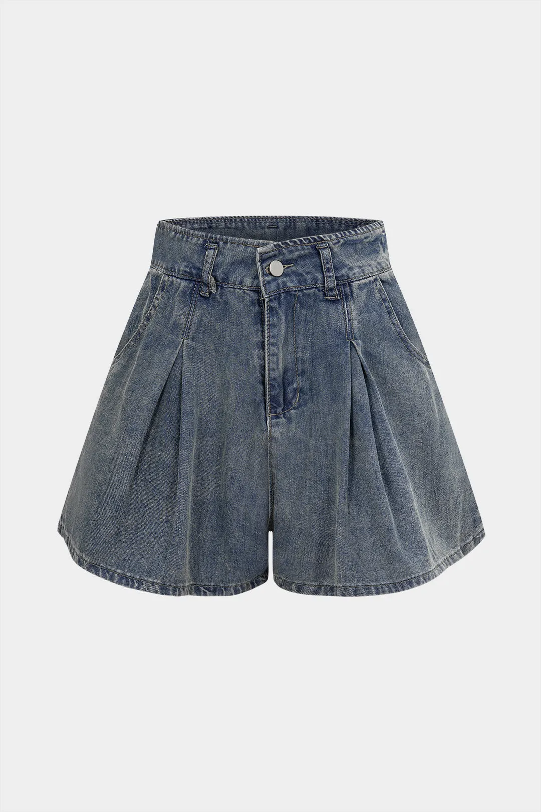 Denim Ruched Wide Leg Shorts sold by Micas