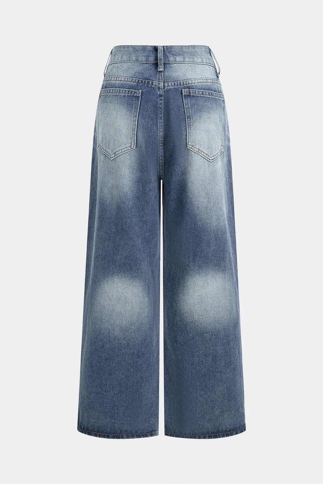 Denim Rivets Decor Pocket Wide Leg Jeans sold by Micas product image thumbnail 2