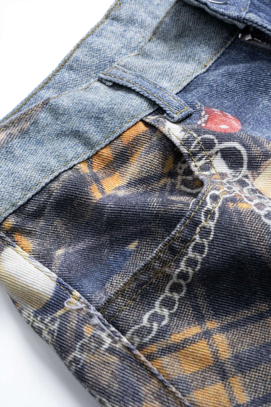 Plaid Denim Print High Waist Wide Leg Pants sold by Micas product image thumbnail 4