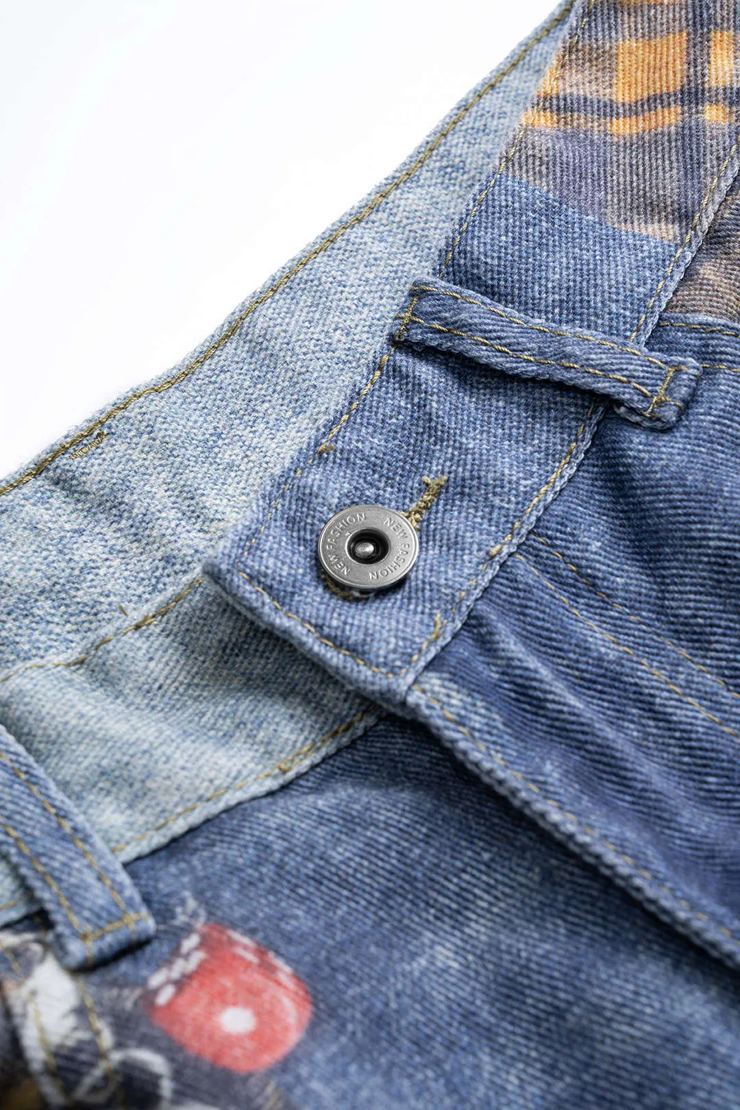 Plaid Denim Print High Waist Wide Leg Pants sold by Micas product image thumbnail 3