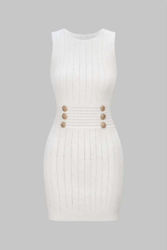 Knit Button Sleeveless Dress sold by Micas