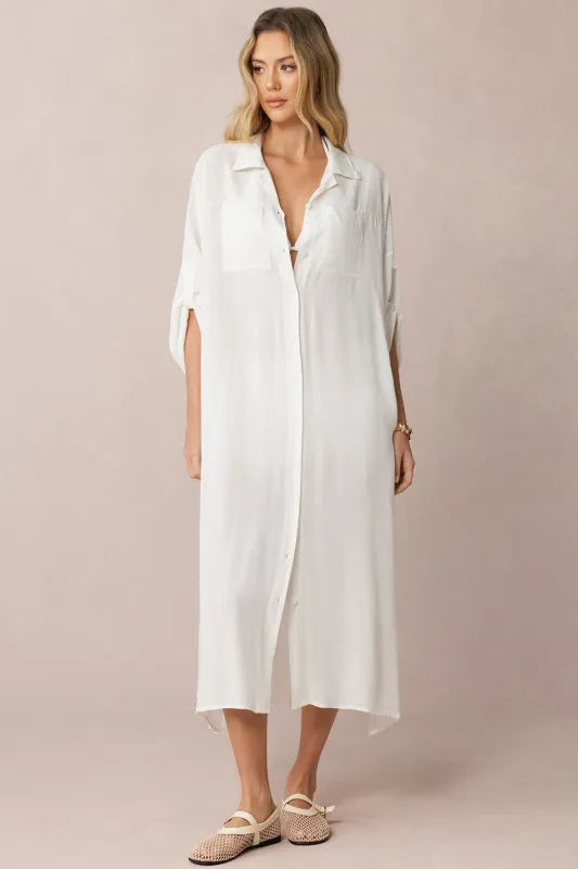 Lapel Button Long Sleeve Cover Up sold by Micas