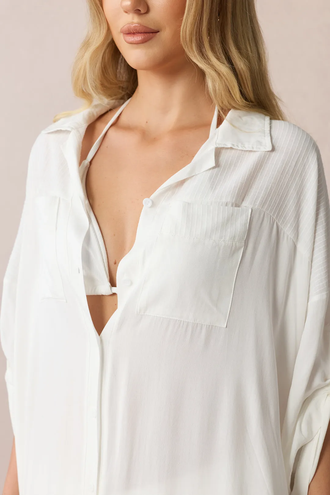 Lapel Button Long Sleeve Cover Up sold by Micas product image thumbnail 3