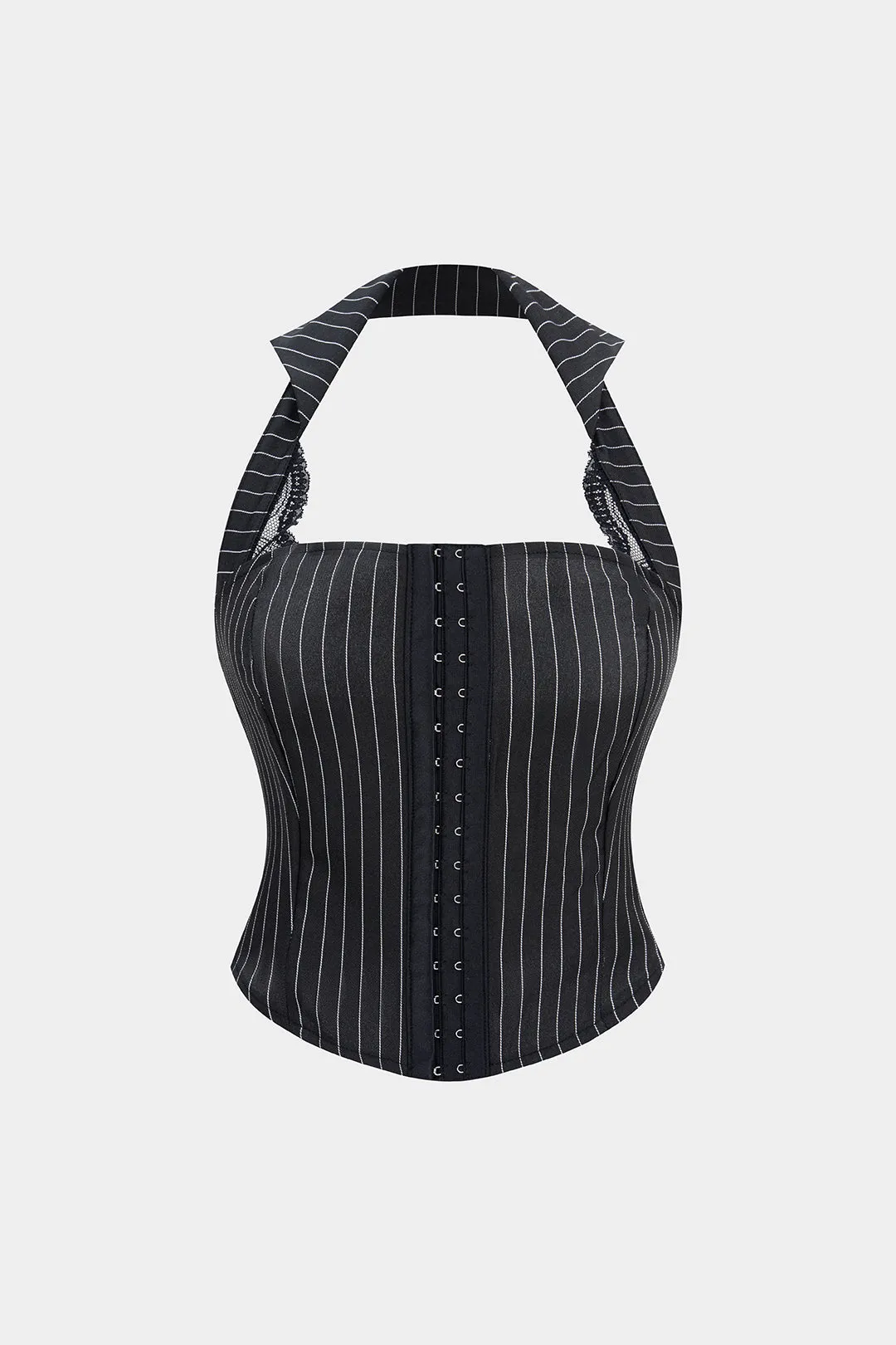 Stripes Print Halter Neck Backless Cami Top sold by Micas