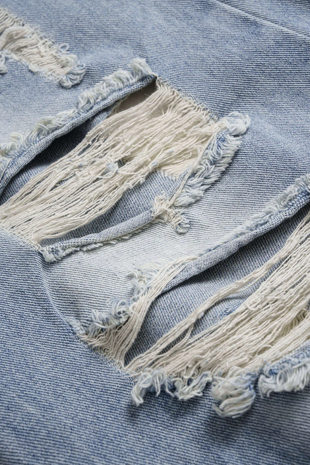 Denim Double Waistband Ripped Wide Leg Shorts sold by Micas product image thumbnail 4