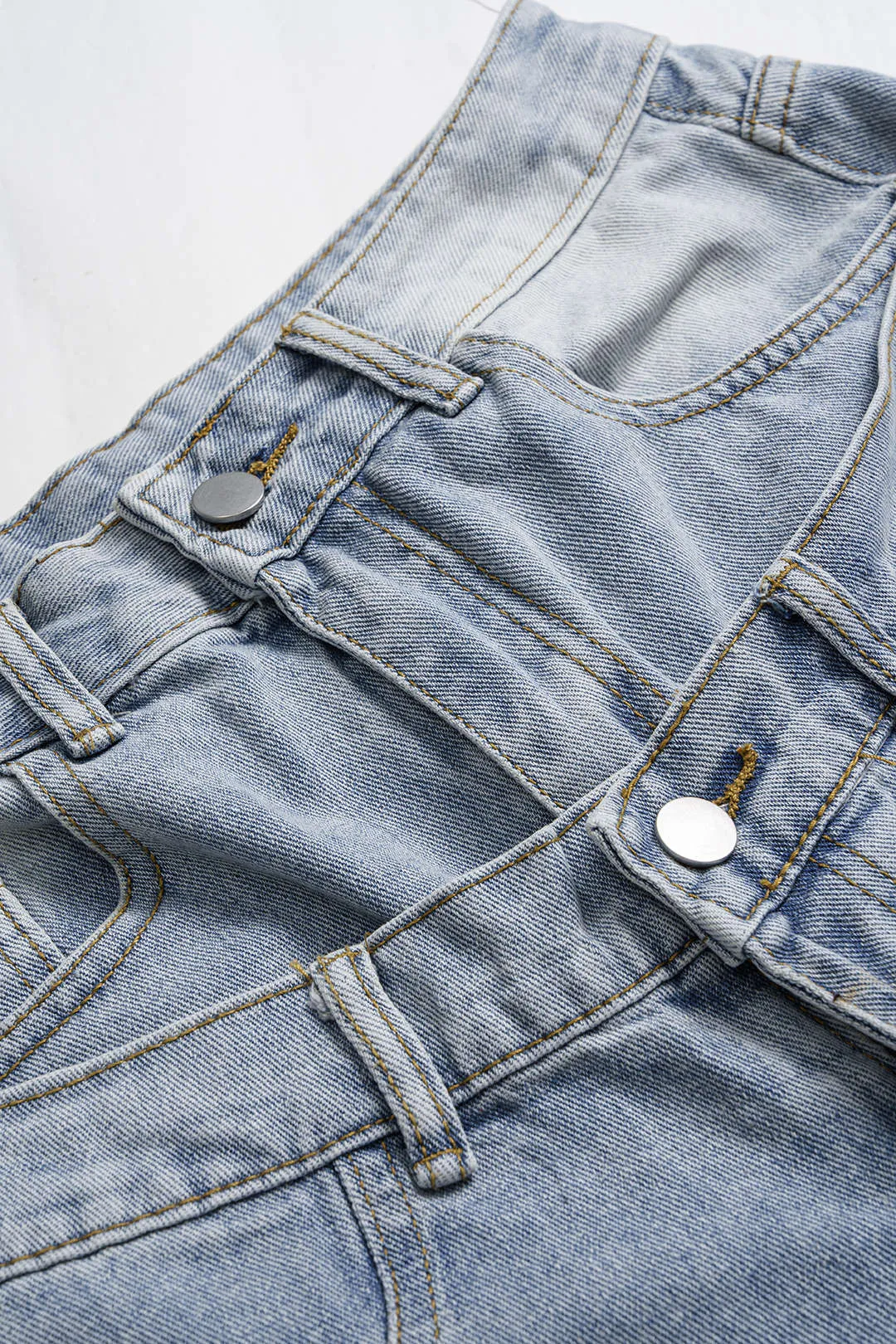 Denim Double Waistband Ripped Wide Leg Shorts sold by Micas product image thumbnail 3