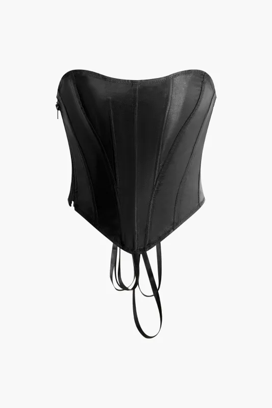 Asymmetrical Tie Up Tube Top sold by Micas