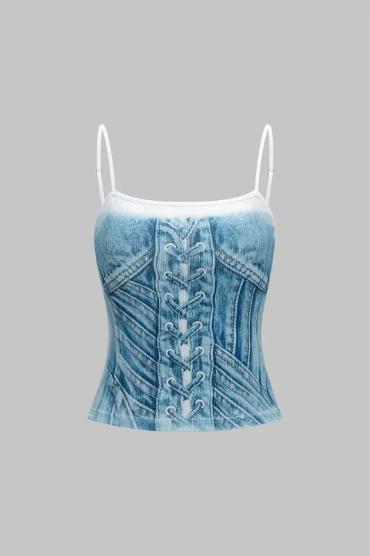 Illusion Pattern Print Cami Top sold by Micas