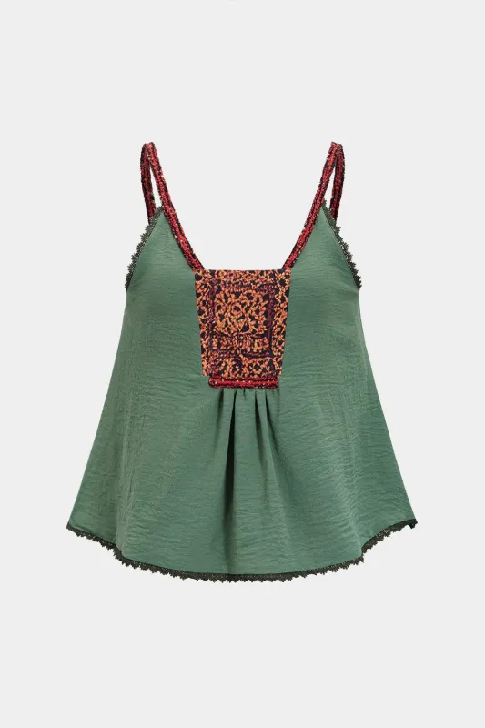 Print Patchwork Ruched Cami Top sold by Micas