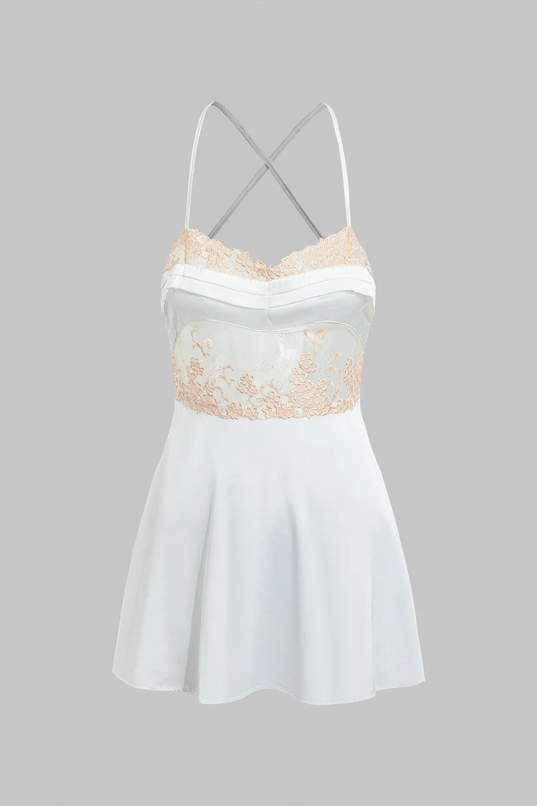 Embroidery Print Crossed Backless Night Dress sold by Micas