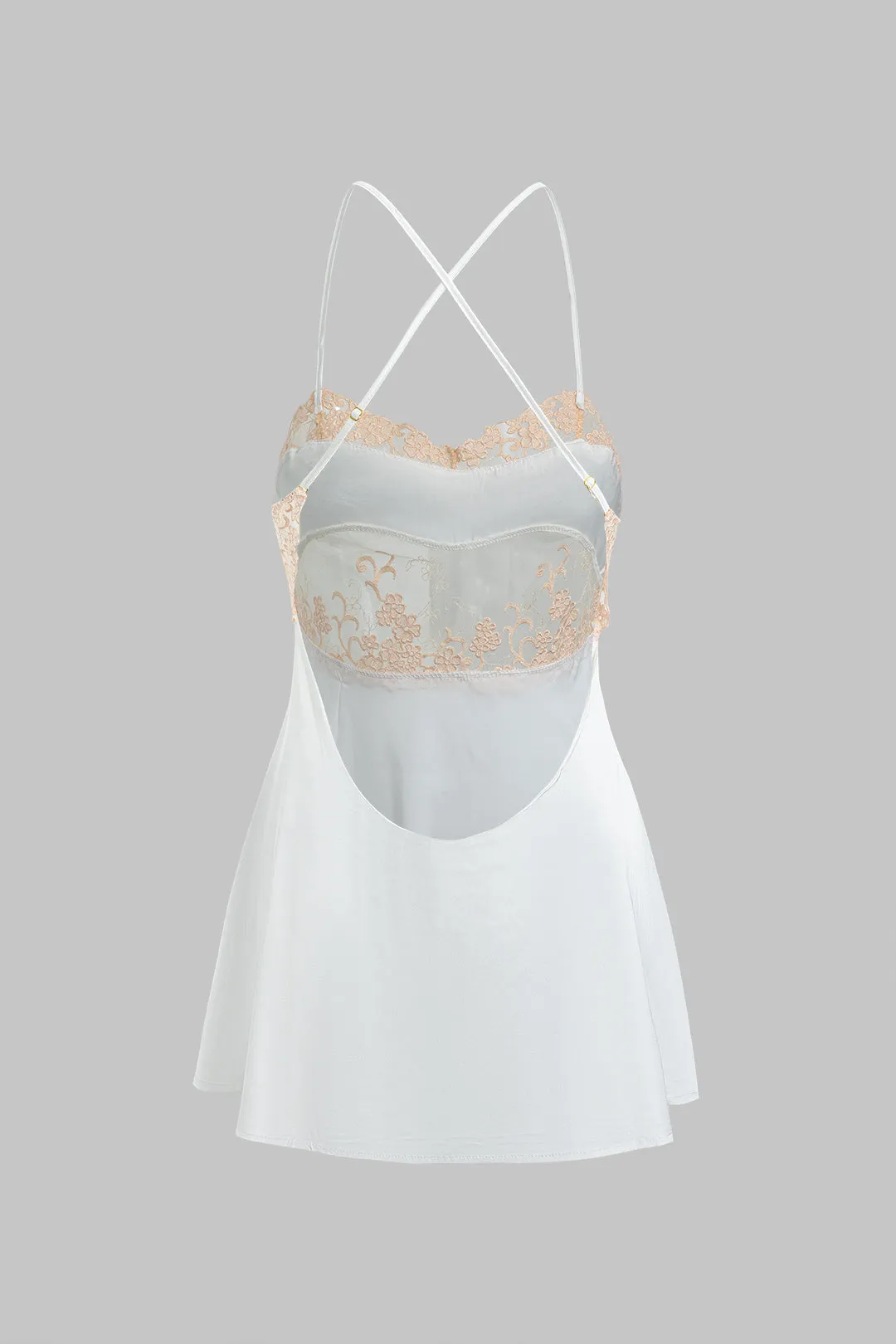 Embroidery Print Crossed Backless Night Dress sold by Micas product image thumbnail 2