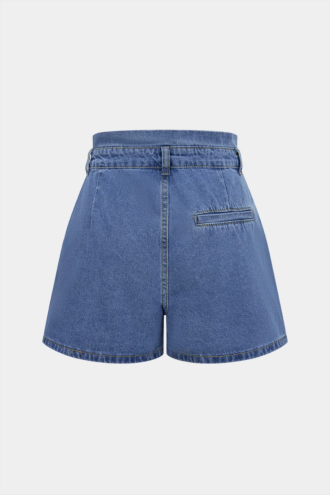 Denim Belted Ruched Shorts sold by Micas product image thumbnail 2