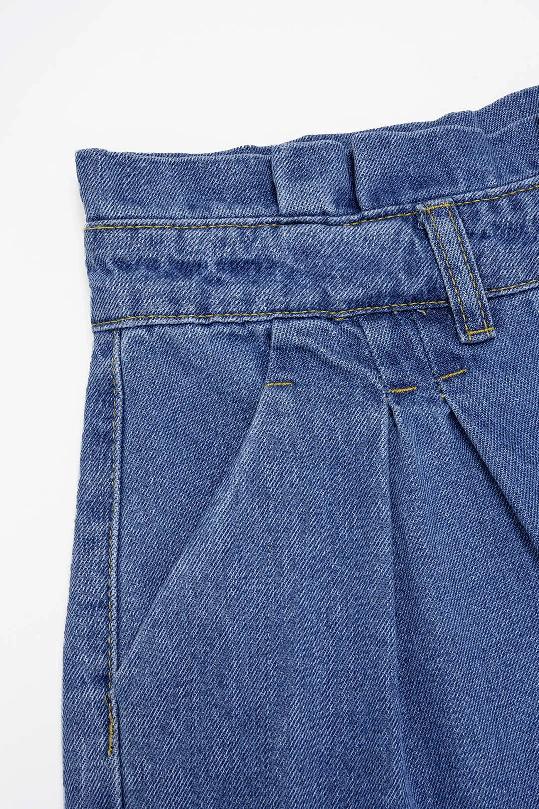 Denim Belted Ruched Shorts sold by Micas product image thumbnail 3