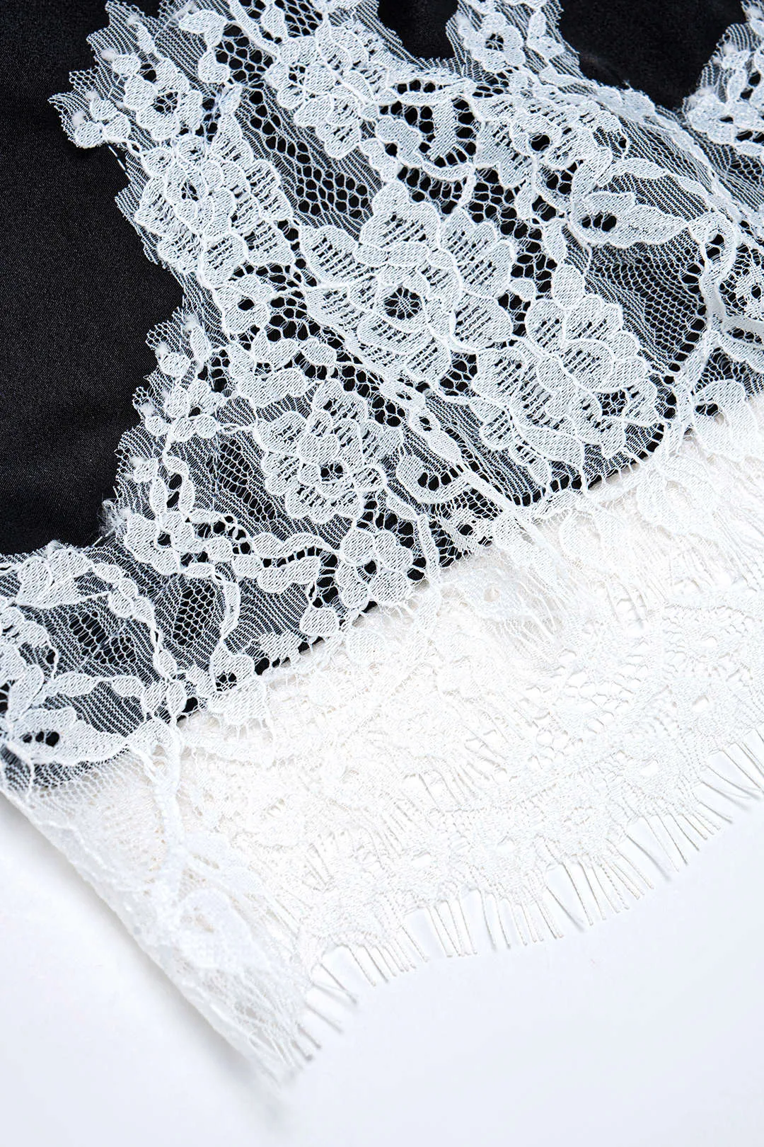 Satin Patchwork Lace Trim Shirred Waistband Shorts sold by Micas product image thumbnail 3