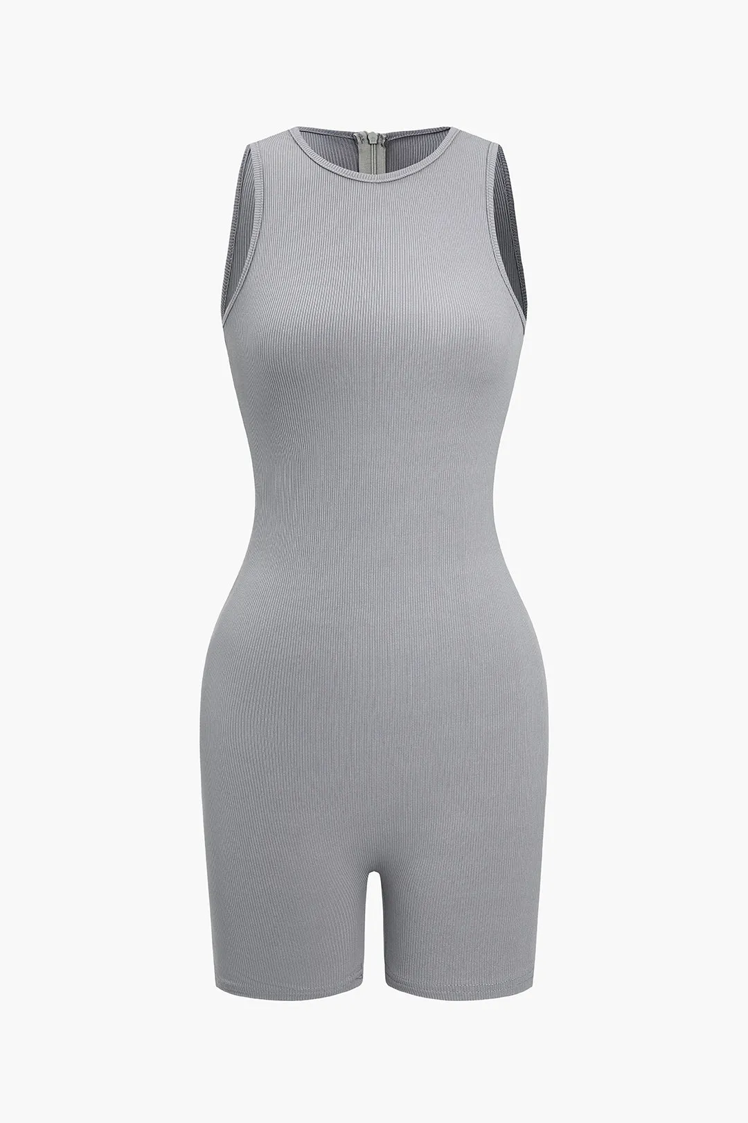 Round Neck Zipper Sleeveless Bodysuit sold by Micas