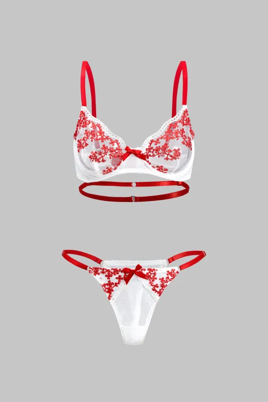 Mesh Embroidered Two-Piece Lingerie sold by Micas