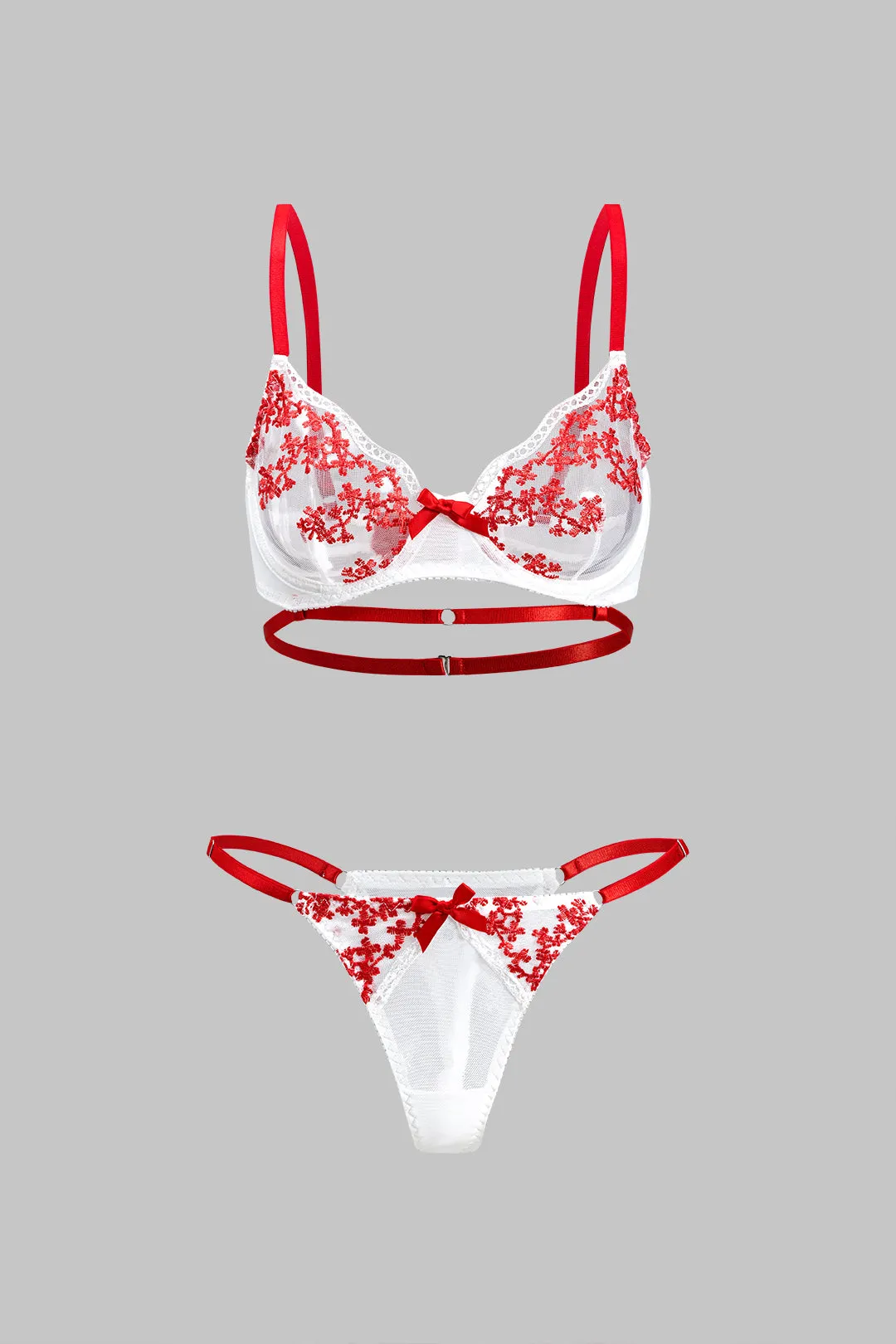 Mesh Embroidered Two-Piece Lingerie sold by Micas