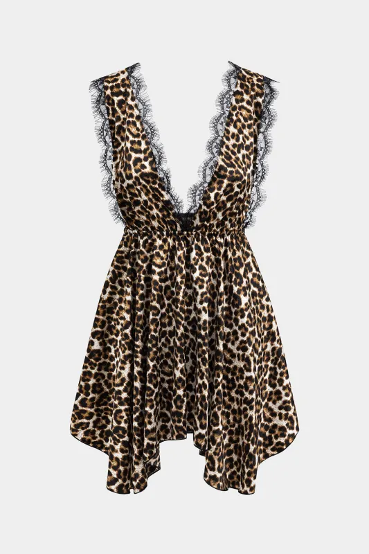Lace Patchwork Leopard Print Night Dress made by Micas
