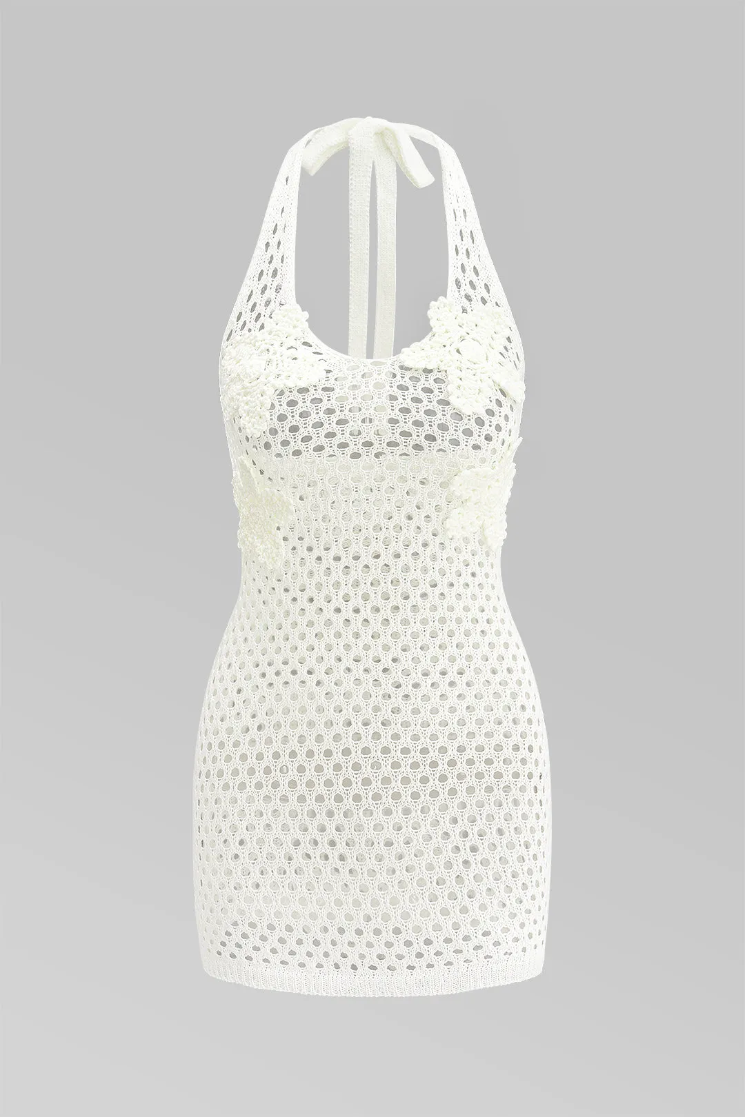 3D Floral Halter Neck Tie Up Hollow Out Cover Up sold by Micas