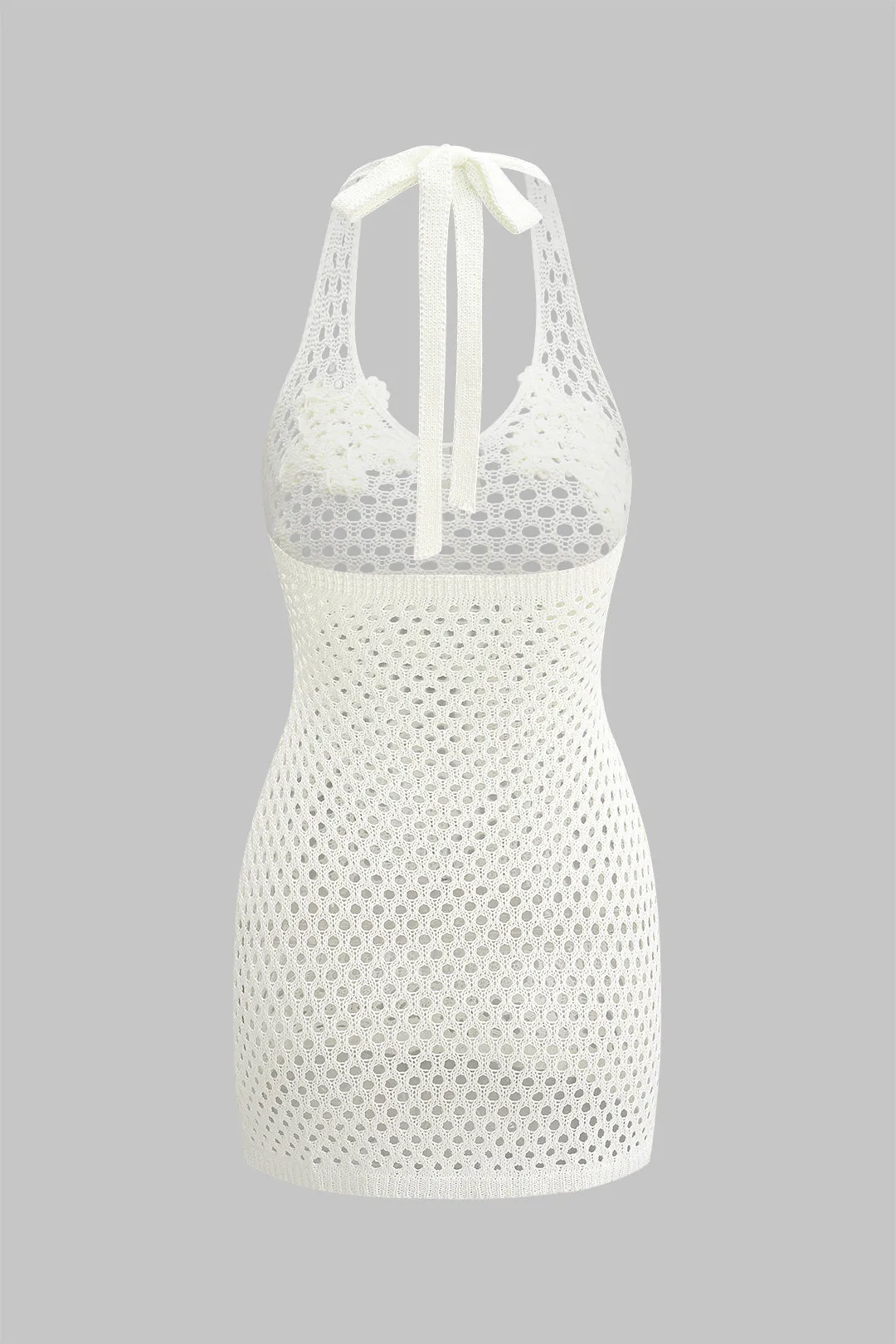 3D Floral Halter Neck Tie Up Hollow Out Cover Up sold by Micas product image thumbnail 2