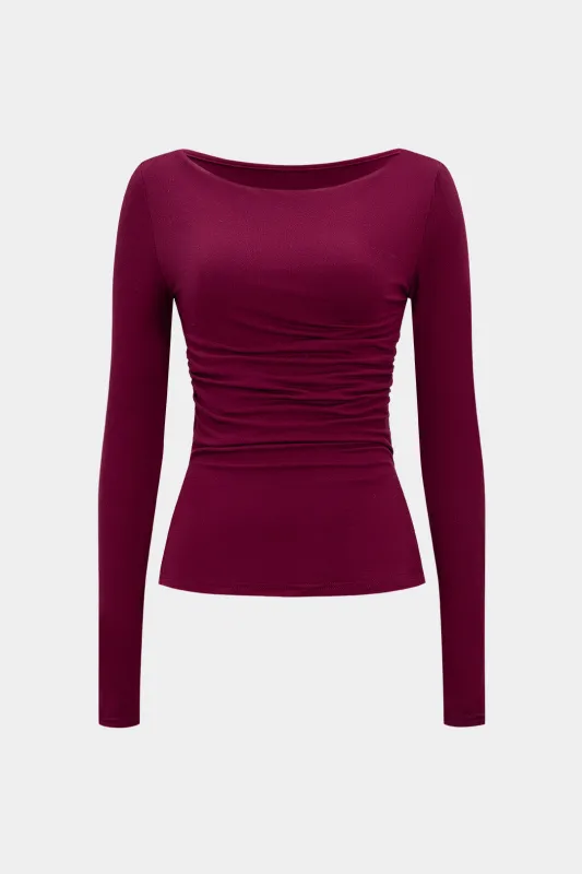 Solid Ruched Long-Sleeve Top sold by Micas