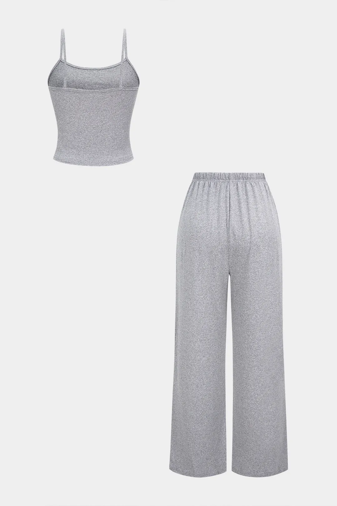 Solid Basic Cropped Cami Top And Drawstring Wide Leg Pants Set sold by Micas product image thumbnail 2