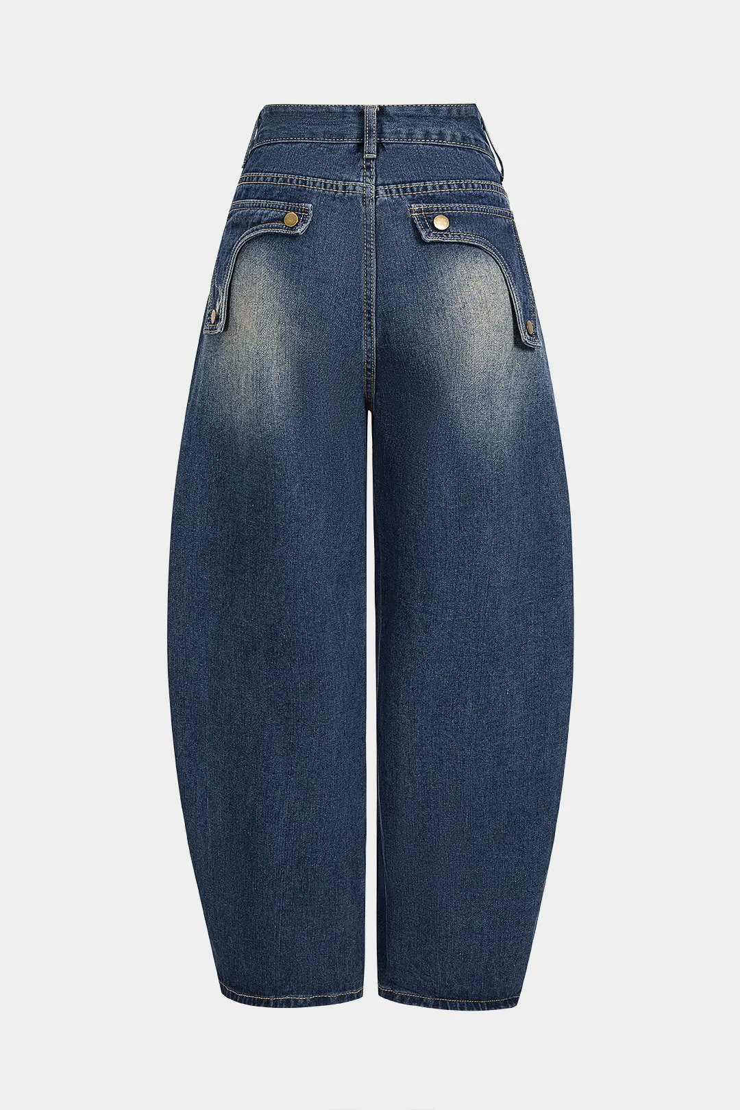 Denim Geometric Pattern Frayed Pocket Straight Leg Jeans sold by Micas product image thumbnail 2