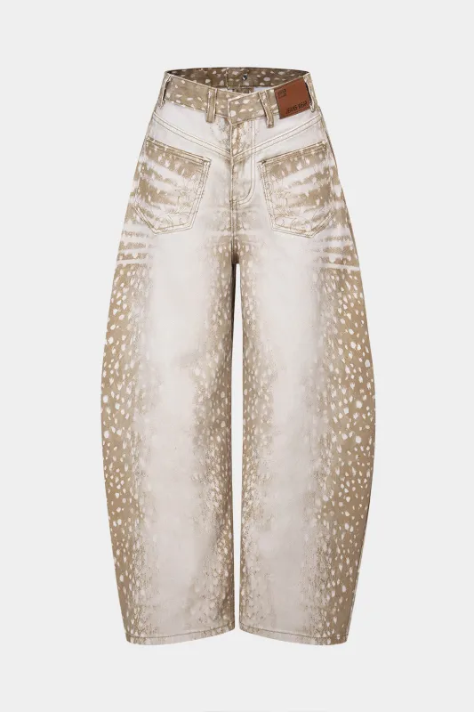 Denim Contrast Print Wide Leg Jeans sold by Micas