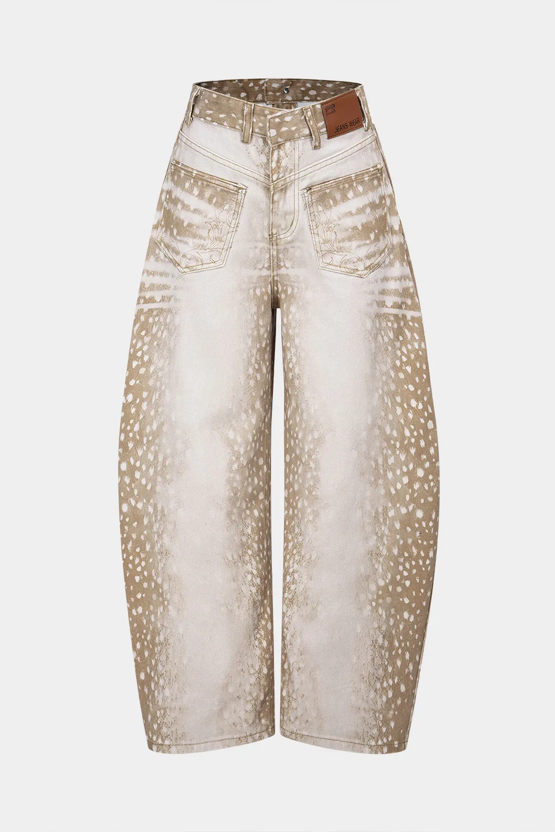 Denim Contrast Print Wide Leg Jeans sold by Micas