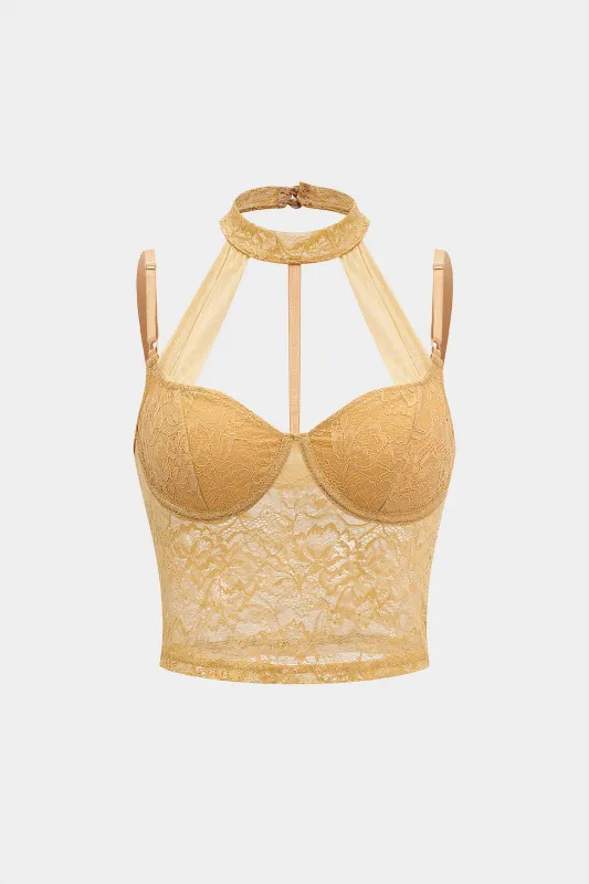 Lace Backless Button Cami Top sold by Micas