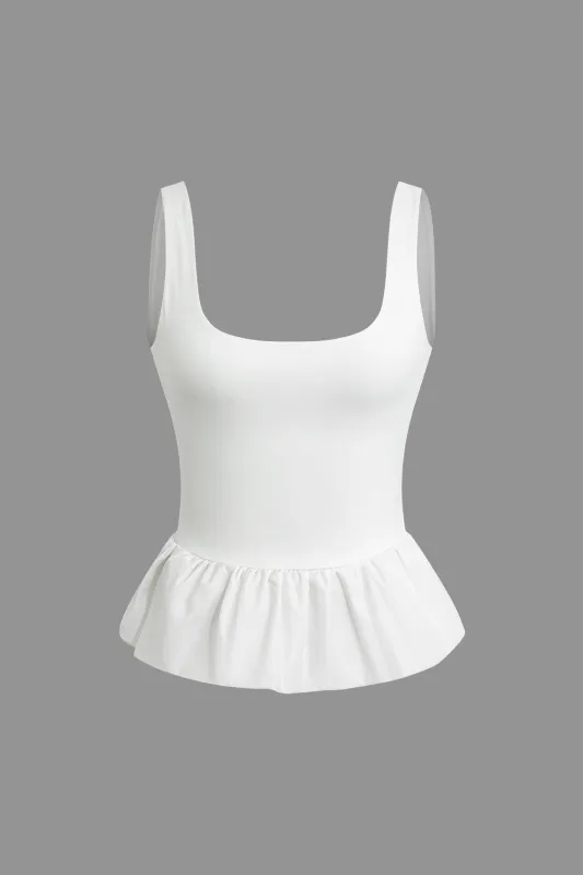 Solid Ruffle Hem Cami Top sold by Micas