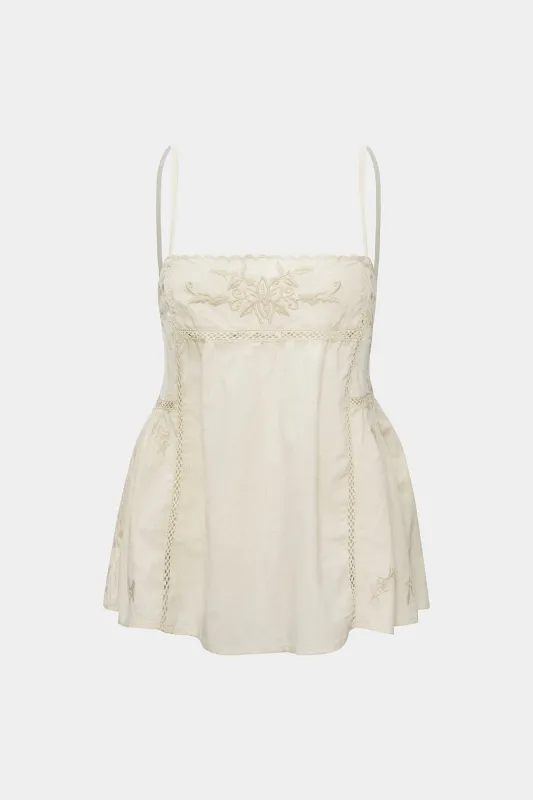 Embroidery Print Ruched Backless Cami Top sold by Micas