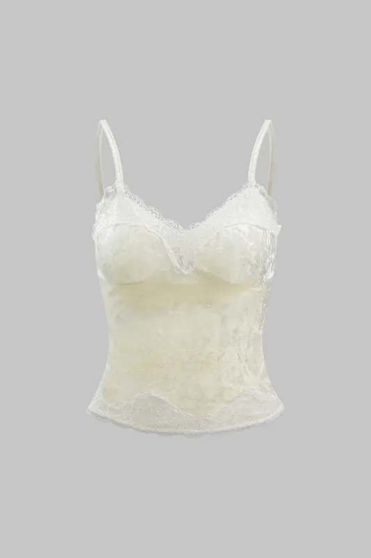 Velvet Lace Patchwork Cami Top sold by Micas