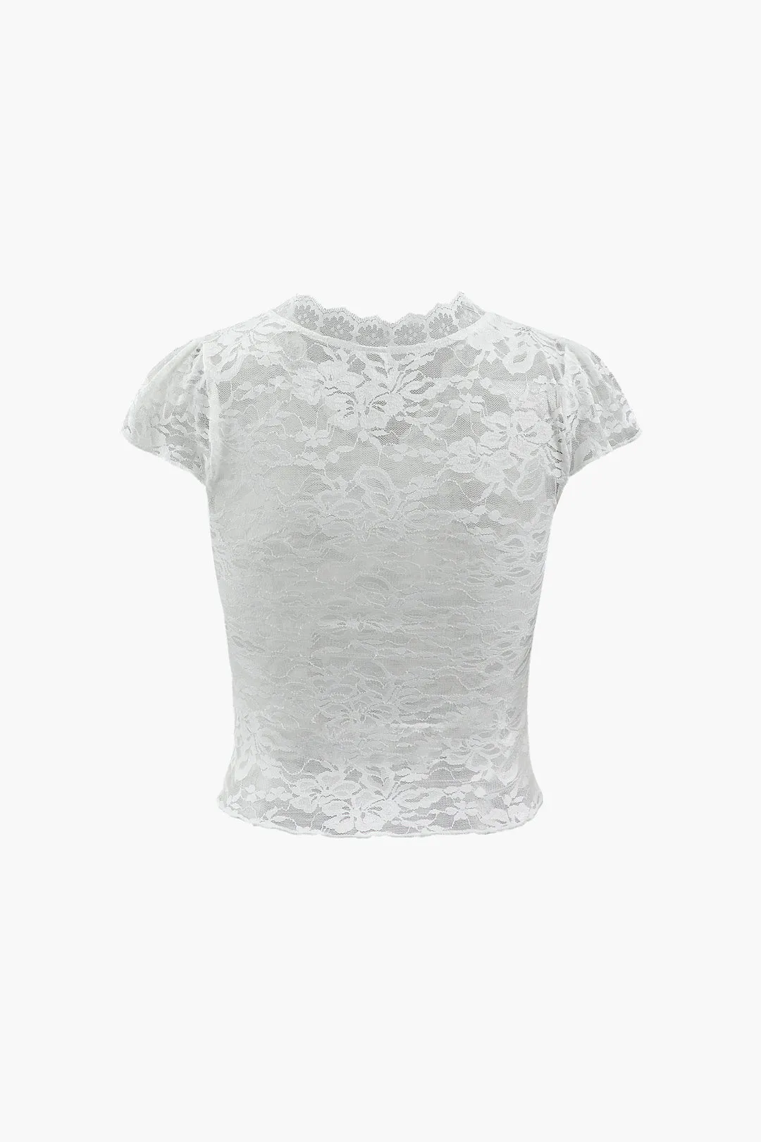 Lace V-Neck Short Sleeve T-Shirt sold by Micas product image thumbnail 2