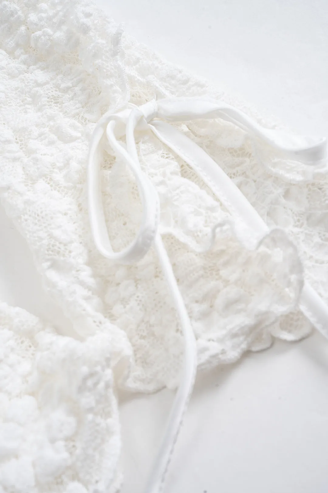 Lace V-Neck Tie Up Ruffle Long-Sleeve Top sold by Micas product image thumbnail 4