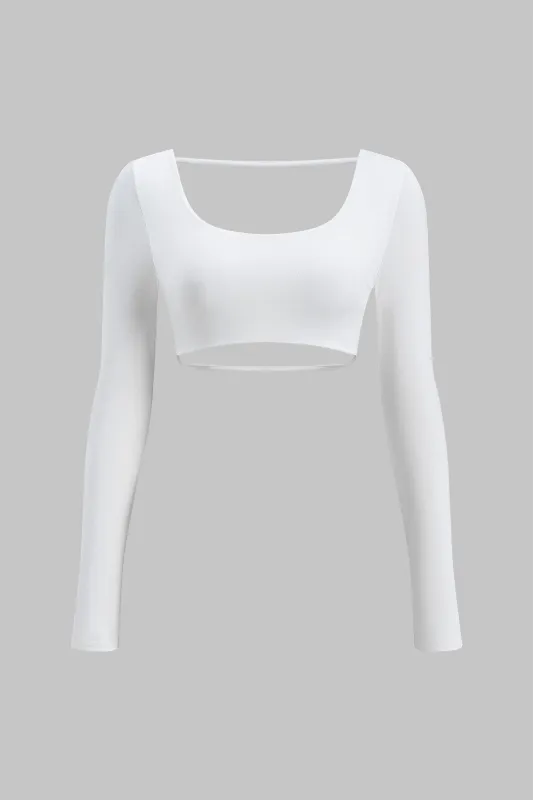 Cut Out Backless Long-Sleeve Top sold by Micas