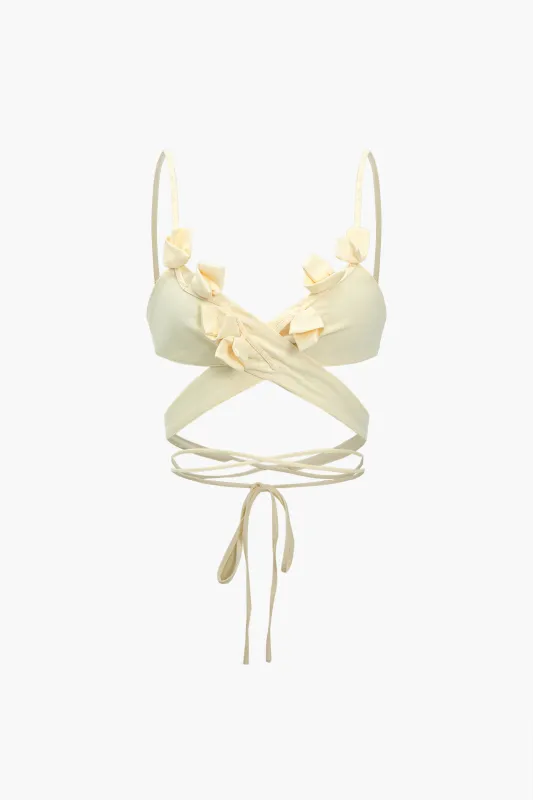 3D Floral Crossed Tie Up Cami Top sold by Micas
