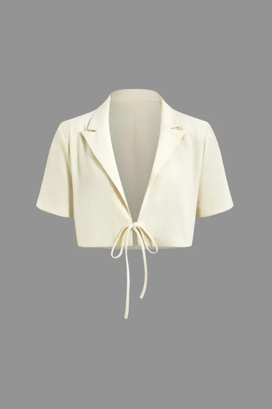 V-Neck Tie Up Short-Sleeve Shirt sold by Micas