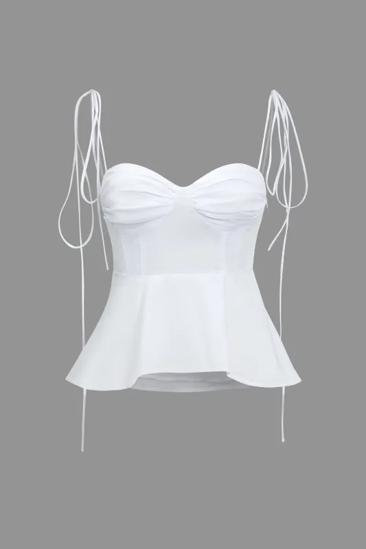 Solid Shirred Tie-Up Cami Top made by Micas