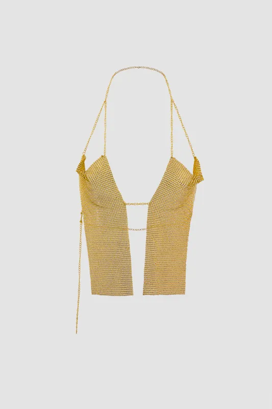 Halter Neck Rhinestone Decor Cut Out Cami Top sold by Micas