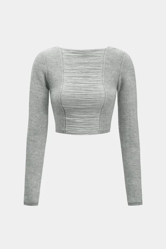 Fringe Trim Cut Out Long-Sleeve Top sold by Micas