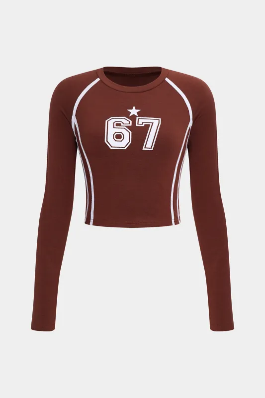 Digital Pattern Print Round Neck Long-Sleeve Top sold by Micas