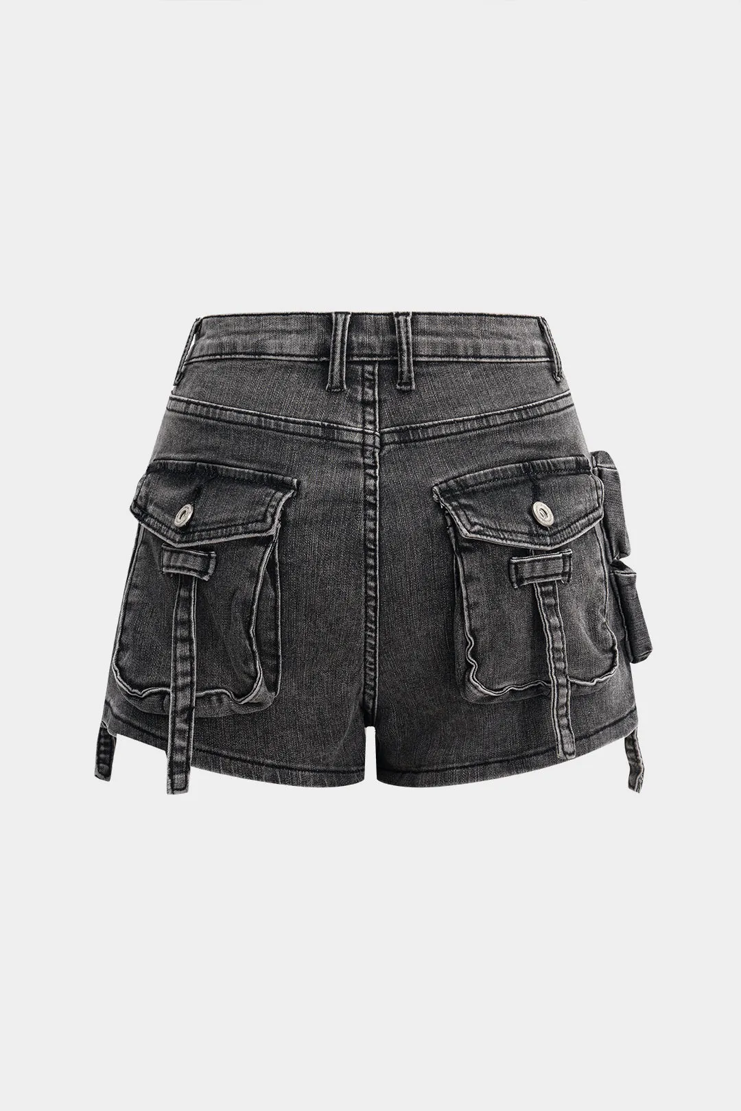 Denim Pocket High Waist Wide Leg Shorts sold by Micas product image thumbnail 2
